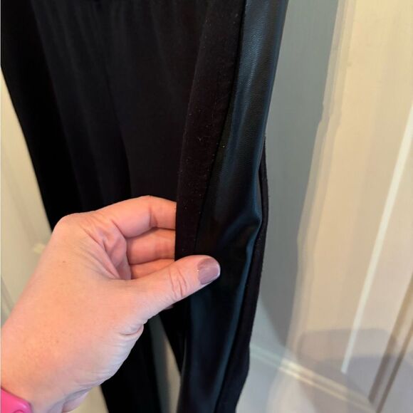 I ❤️ Ronson Black Leggings with Faux Leather Side Detail size M - Picture 3 of 6